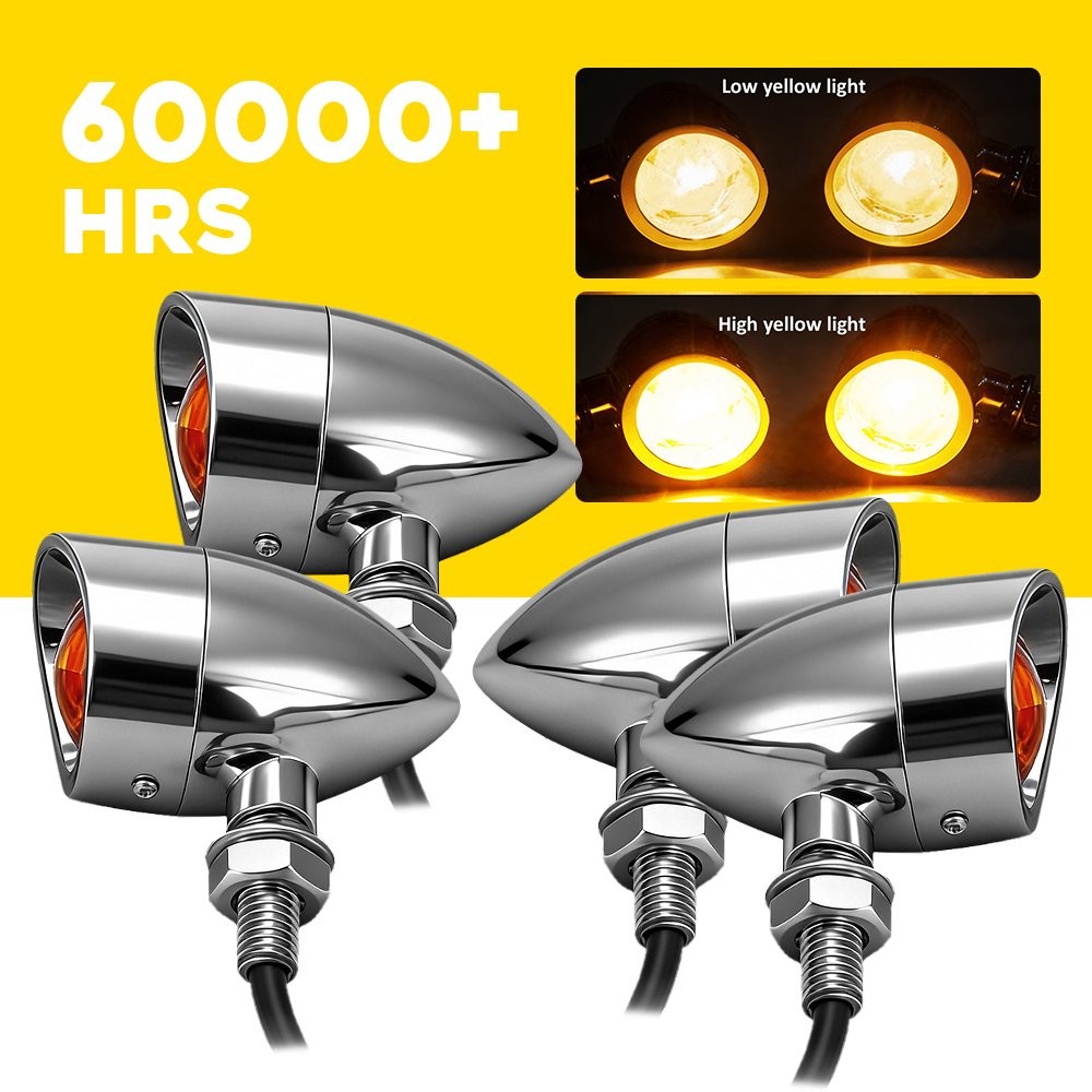 4X Motorcycle Bullet Turn Signals Blinker 3 Wires Indicator Heavy Duty Lights