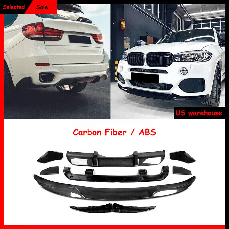 For 13-18 BMW X5 F15 M Sport MP Style Aero Body Kit Front +Rear Lip Carbon Style