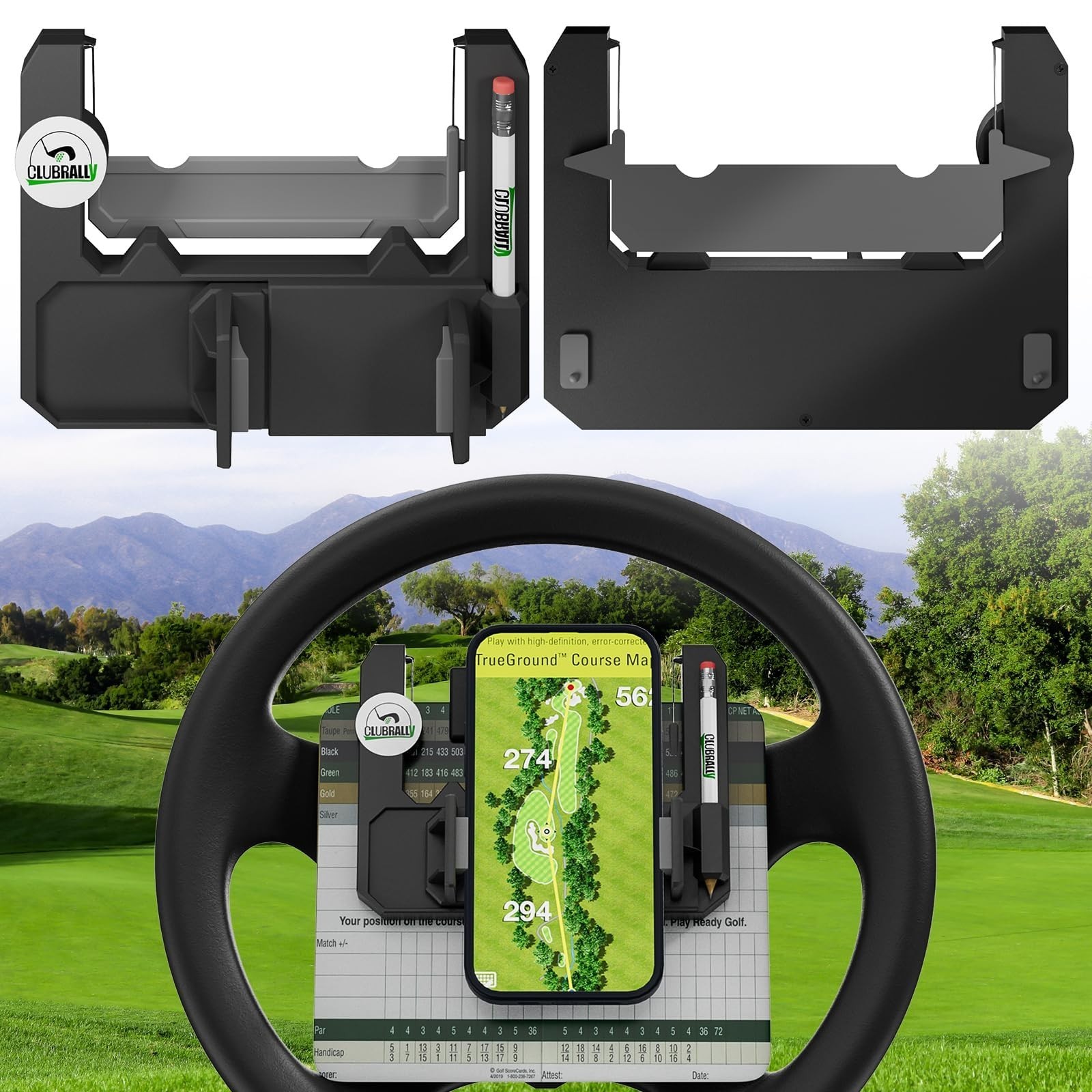 Golf Cart Steering Wheel Phone Mount - Universal Fit for Club Car, EZGO, Yamaha Golf Cart Steering Wheel Phone Mount - Universal Fit for Club Car, EZGO, Yamaha