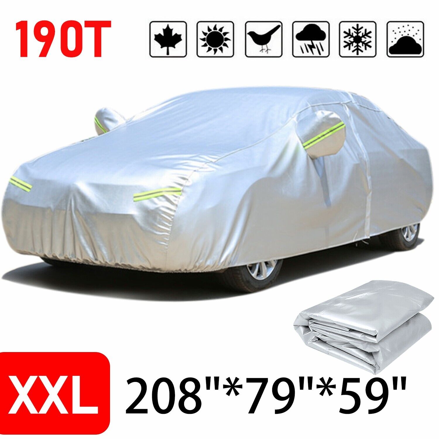 Full Car Cover for Outdoor Sun Dust Scratch Rain Snow Waterproof Breathable