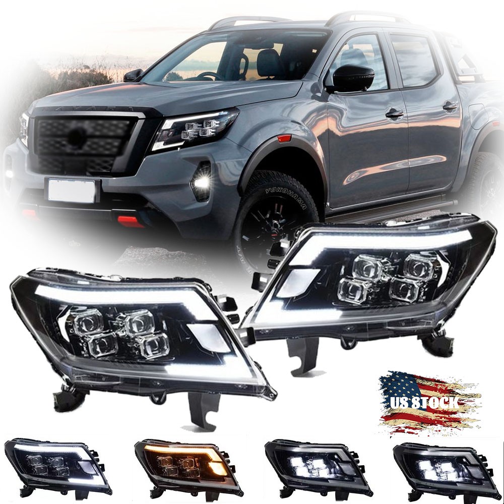 2x LED Headlight Dynamic Turn DRL For NISSAN Navara NP300 Frontier  2015-2021