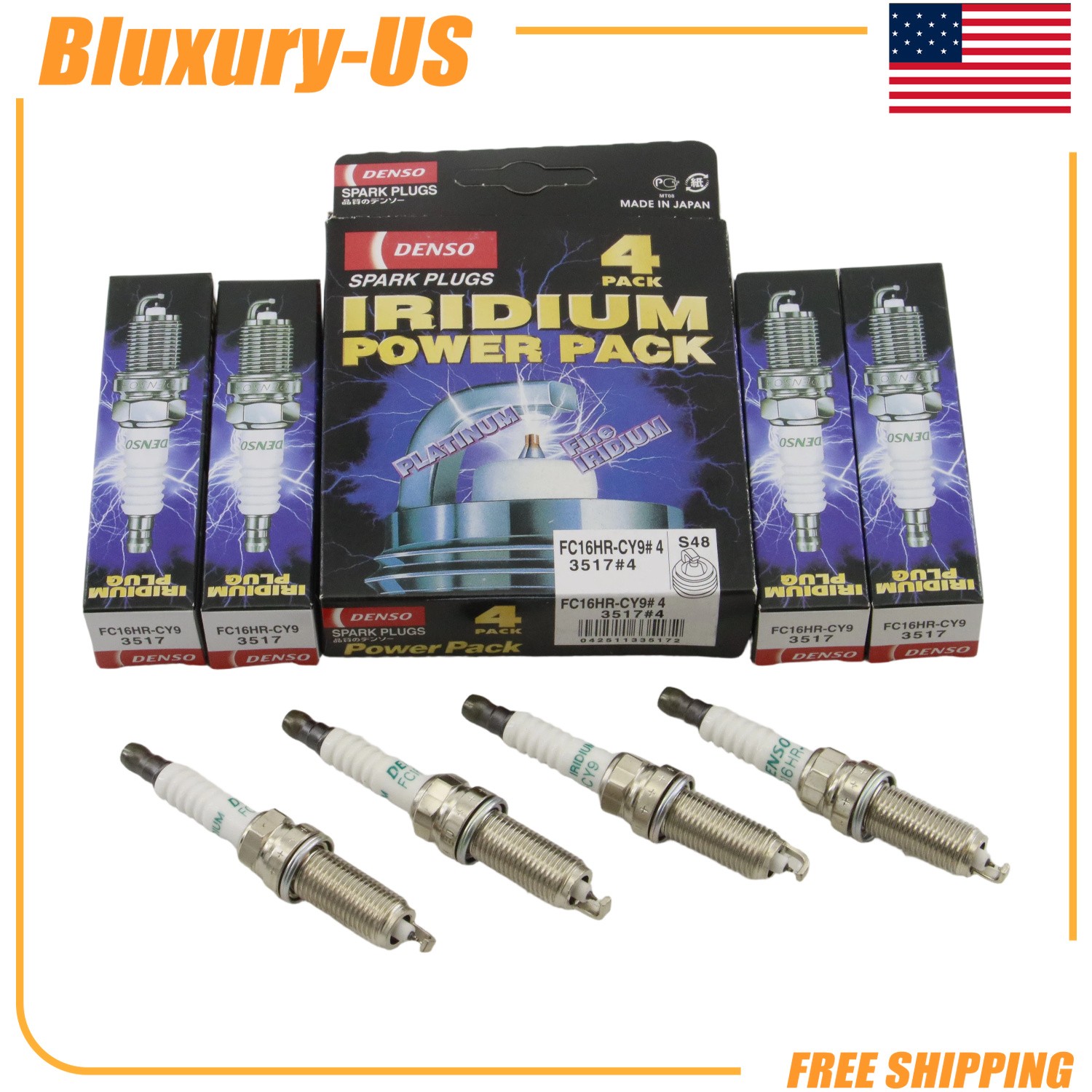 DENSO FC16HR-CY9 4 Pack Spark Plugs For 2016-2021 Toyota Prius 90919-01298
