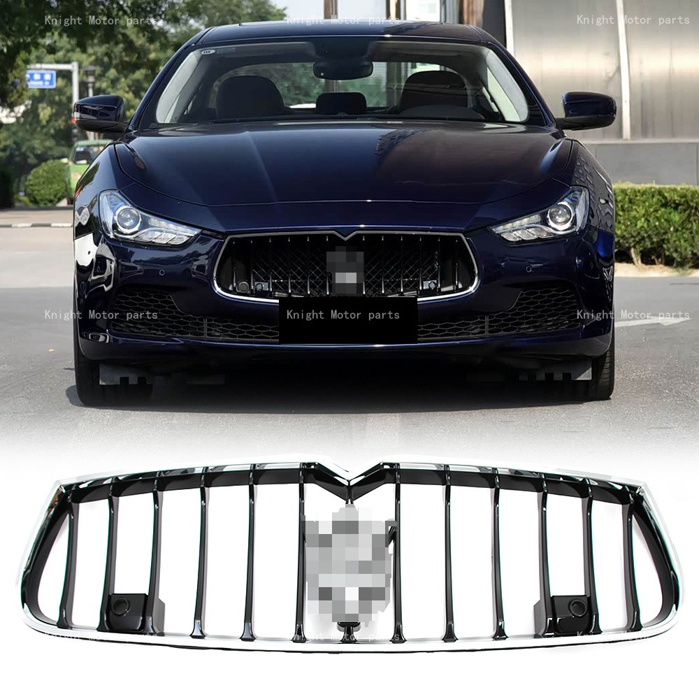 Chrome Black Front Grille For Maserati Ghibli 2014-2017 Bumper Grill Accessories