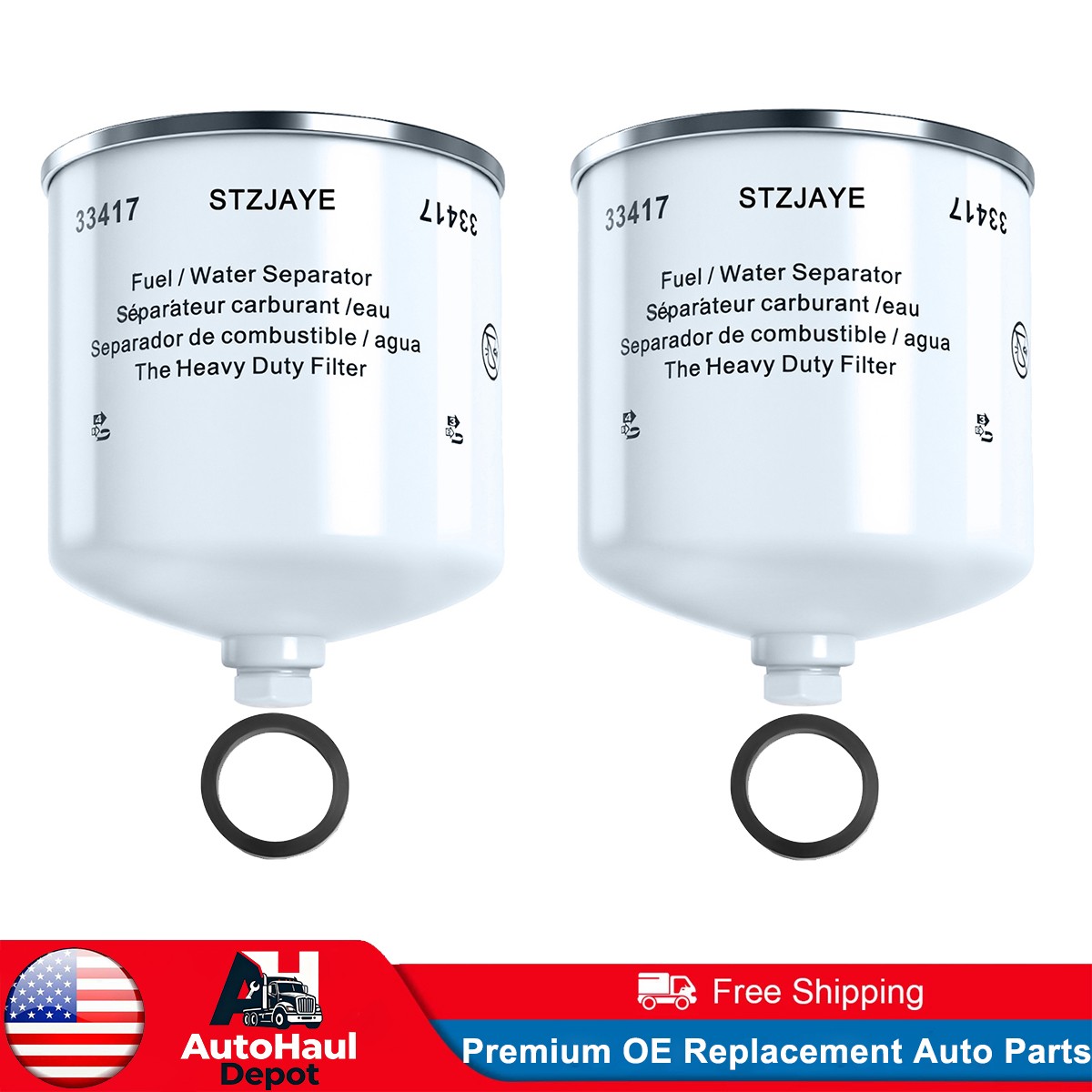 2PCS Diesel Fuel Water Separator Filter 33417 For Ford 250 350 1988-1994 F59