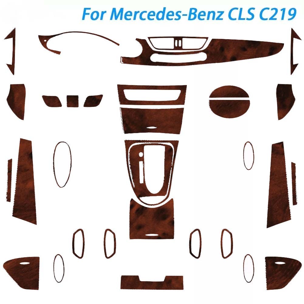 45Pcs Mercedes CLS C219 bird's eye brown interior and exterior trim 2004-09