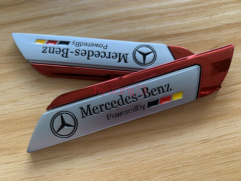 2PCS Metal Red EDITION Fender Emblem Badge Decal Sticker For Mercedes Benz