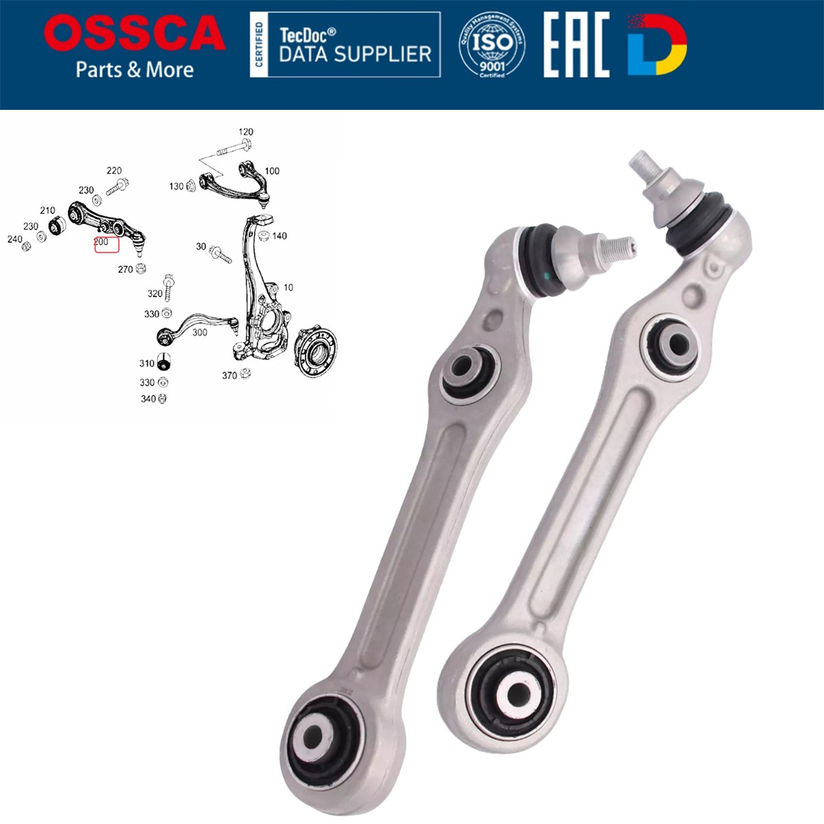 OSSCA Front Left/Right Lower Control Arm 2053304507 For Mercedes C300 2015-2018 OSSCA Front Left/Right Lower Control Arm 2053304507 For Mercedes C300 2015-2018
