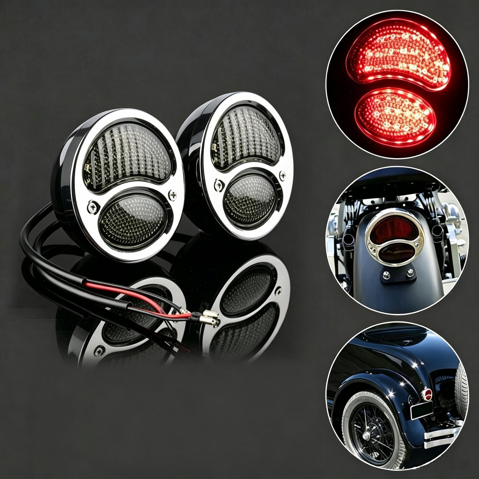 Pair Well‑Built Retro LED Tail Lights W/Turn Signals For Ford Model AA 1928-1931
