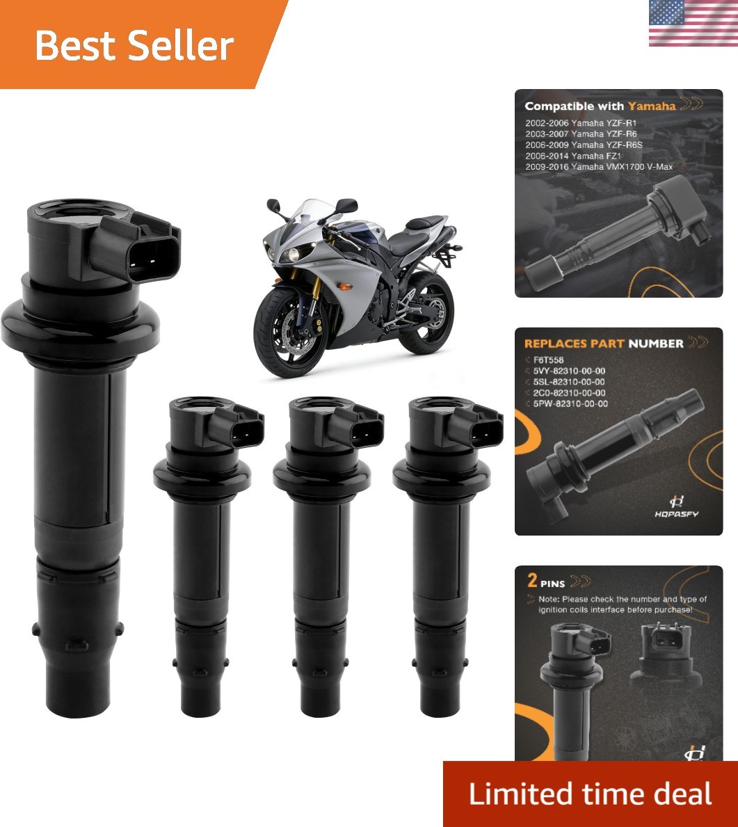 Set of 4 High Efficiency Yamaha Ignition Coils - Reliable Performance Guaranteed