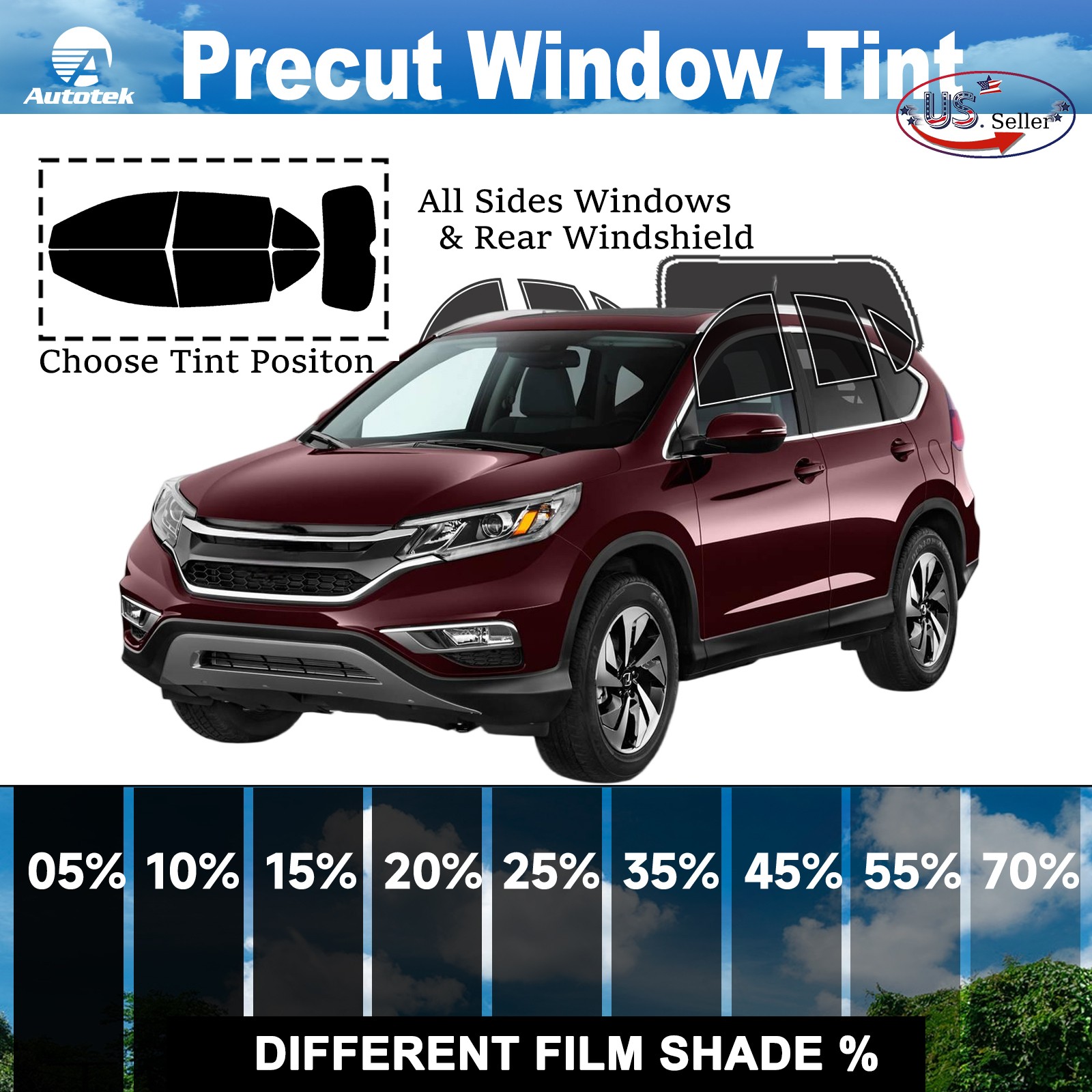 PreCut All Sides + Rear Window Film Any Tint Shade For Honda CR-V 2012-2016