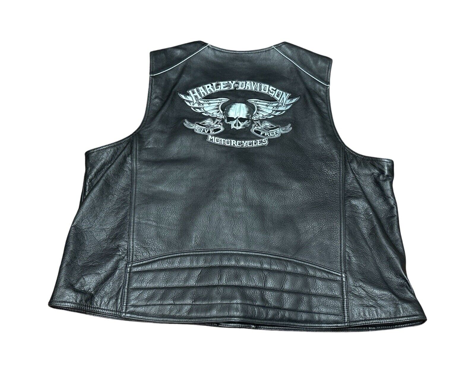 Harley Davidson Men’s Keystone Motorcycle Reflective Skull Leather Vest 3XL