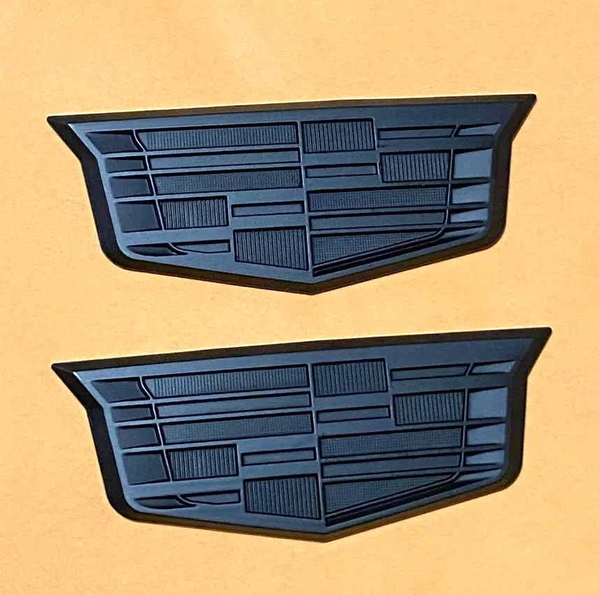 For Cadillac 2x9cm Color Fender Side Emblems Badge New ALL BLACK