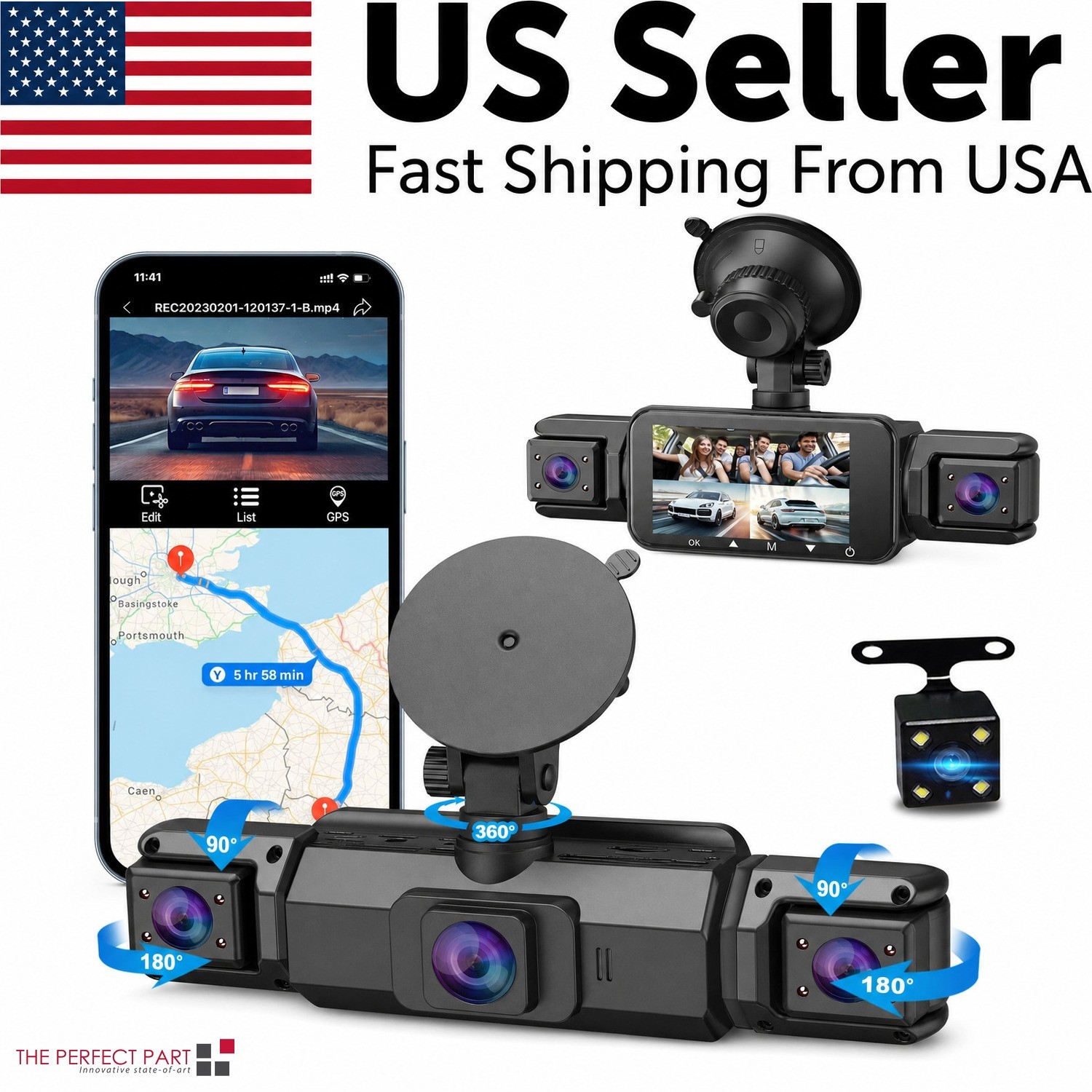 1080P 4 Channel Wifi Dash Cam Driving Recorder HD Car Front+Rear Camera G-Sensor 1080P 4 Channel Wifi Dash Cam Driving Recorder HD Car Front+Rear Camera G-Sensor