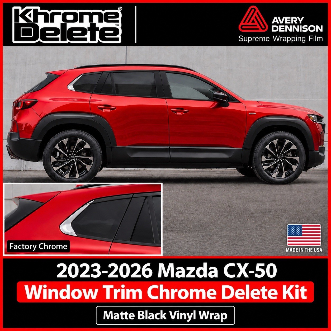 2023-2027 Mazda CX50 Chrome Delete Vinyl Overlay Matte Black