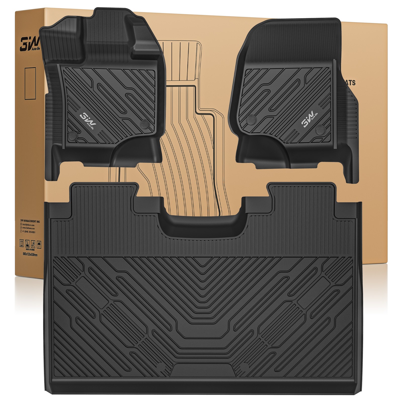 3W Floor Mats Liners For 2015-2026 Ford F-150/F-150 Lightning Super Crew Cab