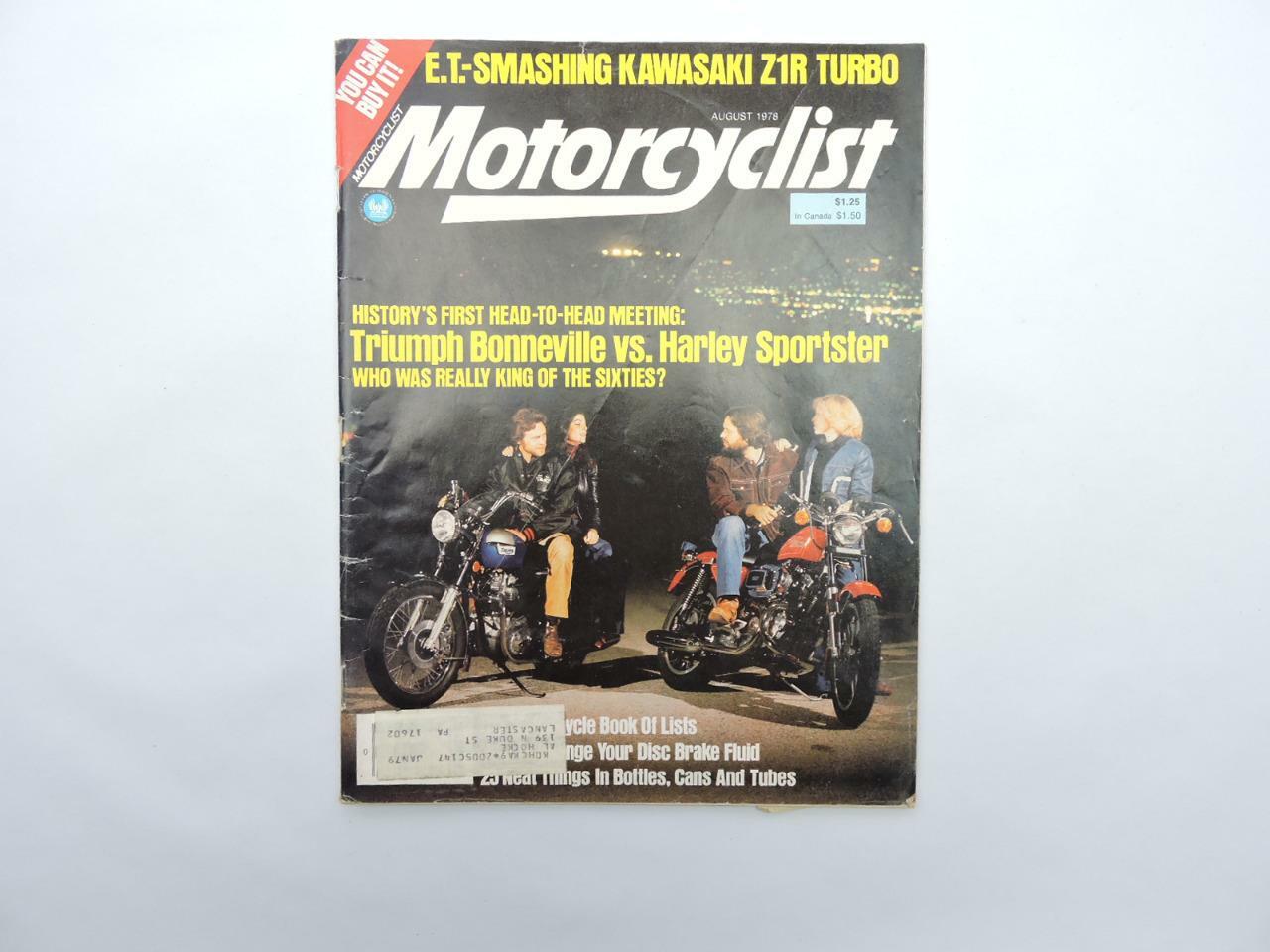Vintage August 1978 Motorcyclist Magazine Triumph Bonneville Kawasaki Z1R B9350