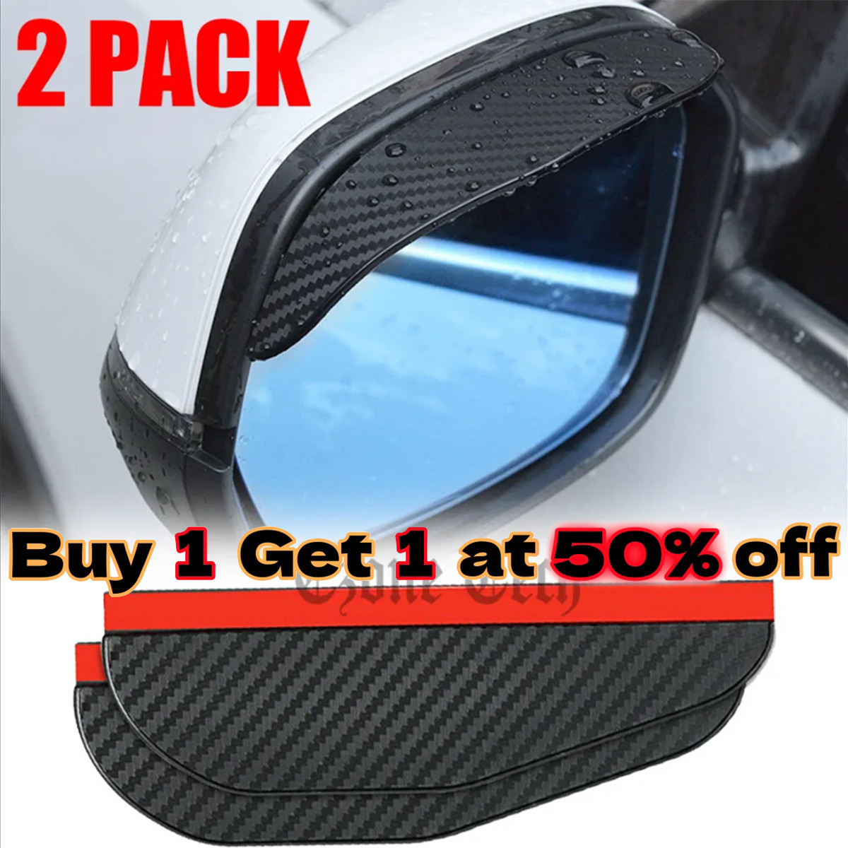2 Pcs Carbon Fiber Car Rear View Side Mirror Rain Board Eyebrow Guard Sun Visor
