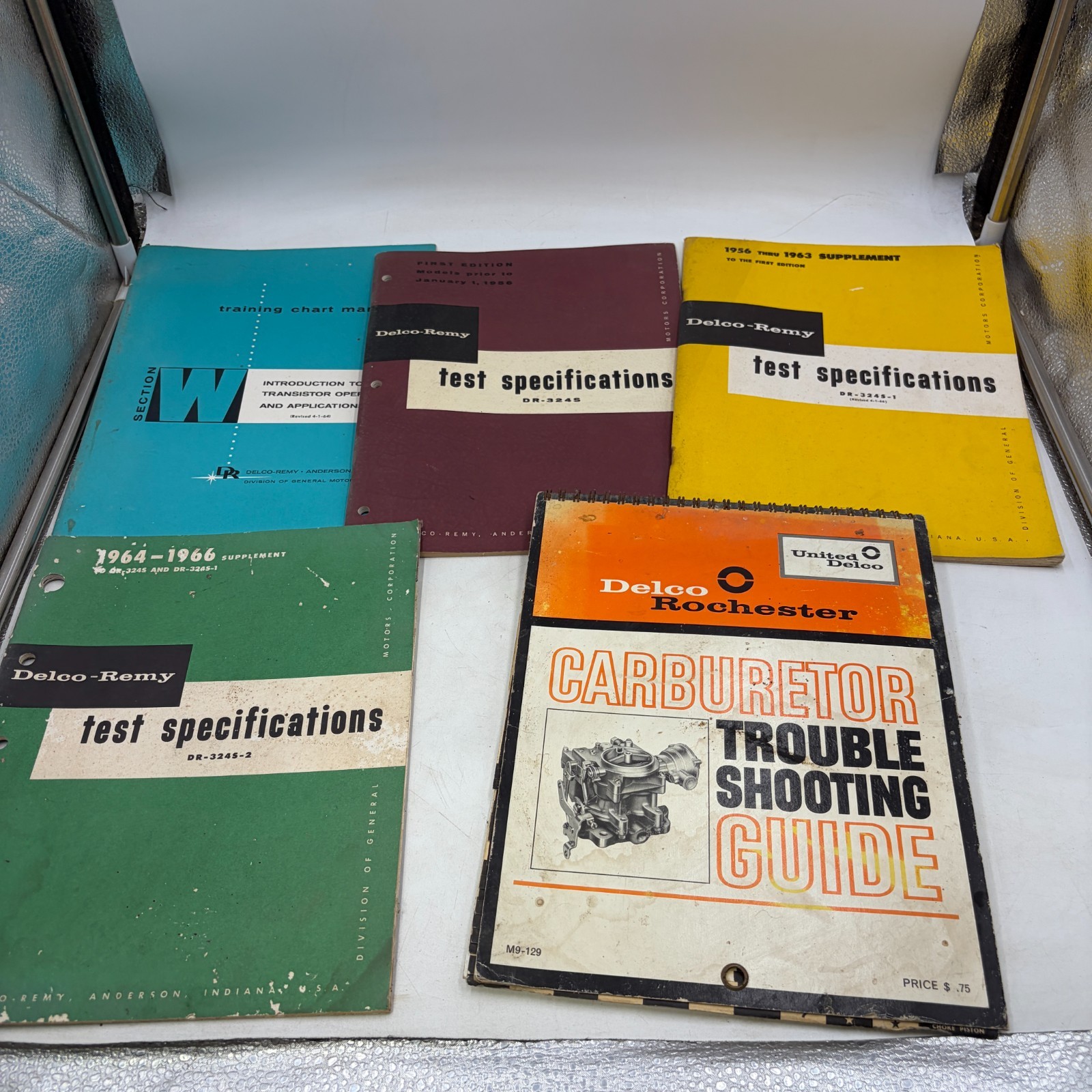 Vintage Delco-Remy Test Specifications Manuals Lot 1956-1966 + Carburetor Guide Vintage Delco-Remy Test Specifications Manuals Lot 1956-1966 + Carburetor Guide