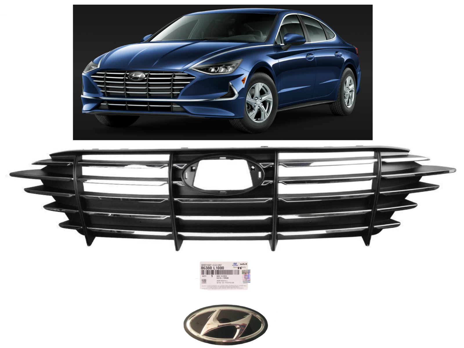 FOR 20-23 Hyundai EMBLEM H LOGO Sonata & Upper Radiator Grille SE Hybrid Grille FOR 20-23 Hyundai EMBLEM H LOGO Sonata & Upper Radiator Grille SE Hybrid Grille