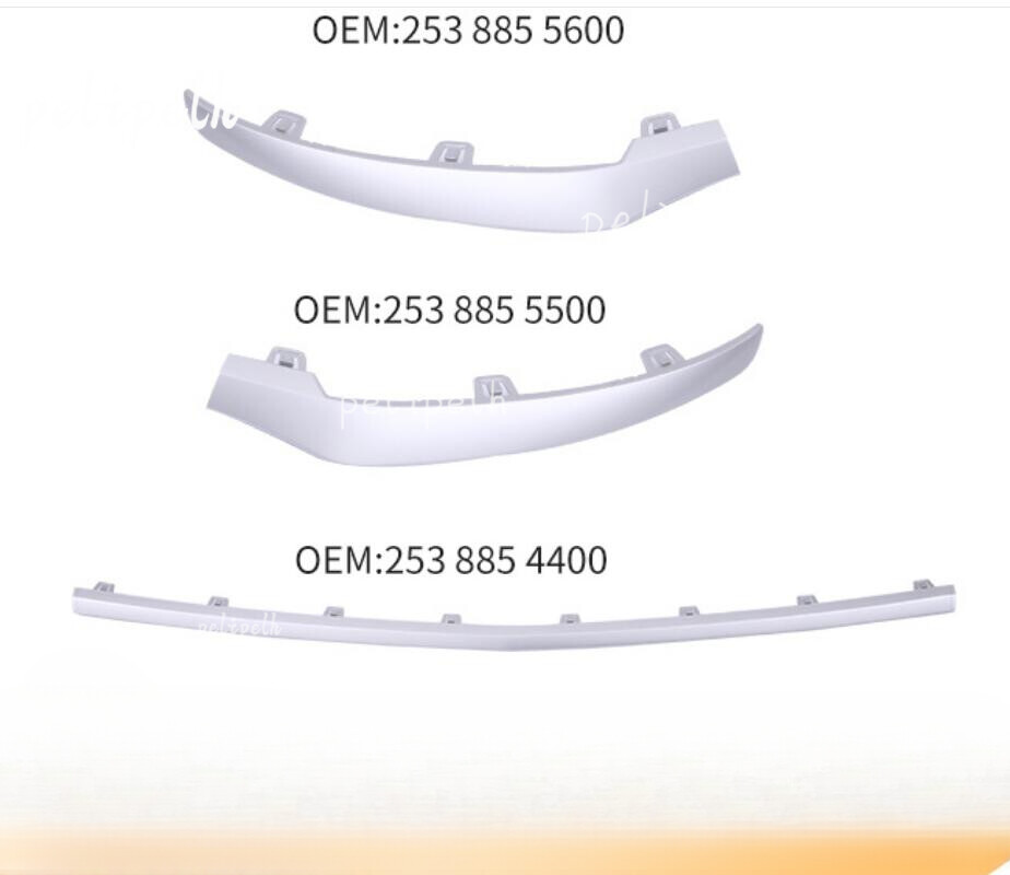 3PCS Matte Silver Front Bumper Molding Trim For 2016-2019 Mercedes Benz GLC W253