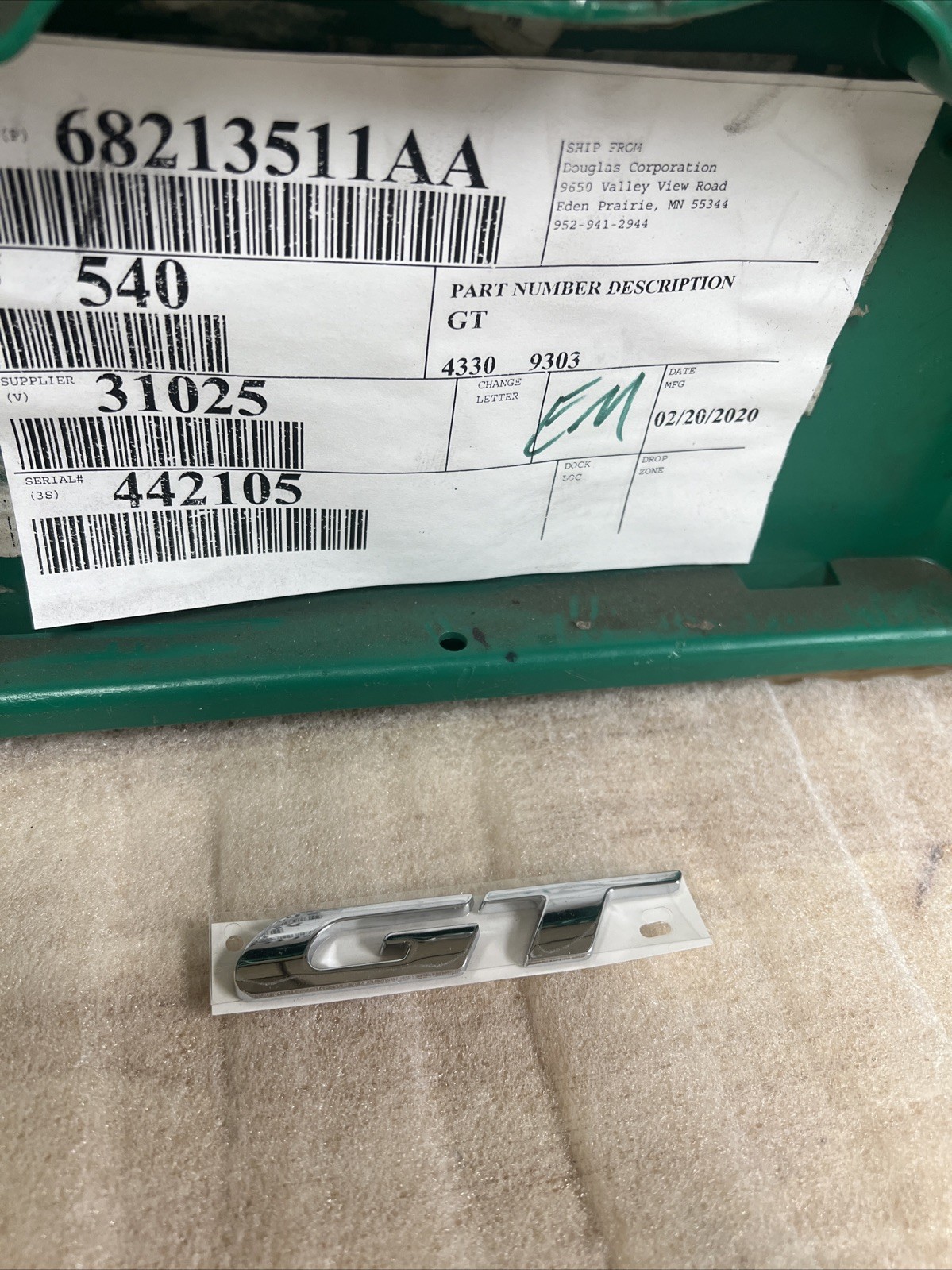OEM 14-20 Dodge Durango Charger Caravan Challenger GT Chrome Nameplate Emblem