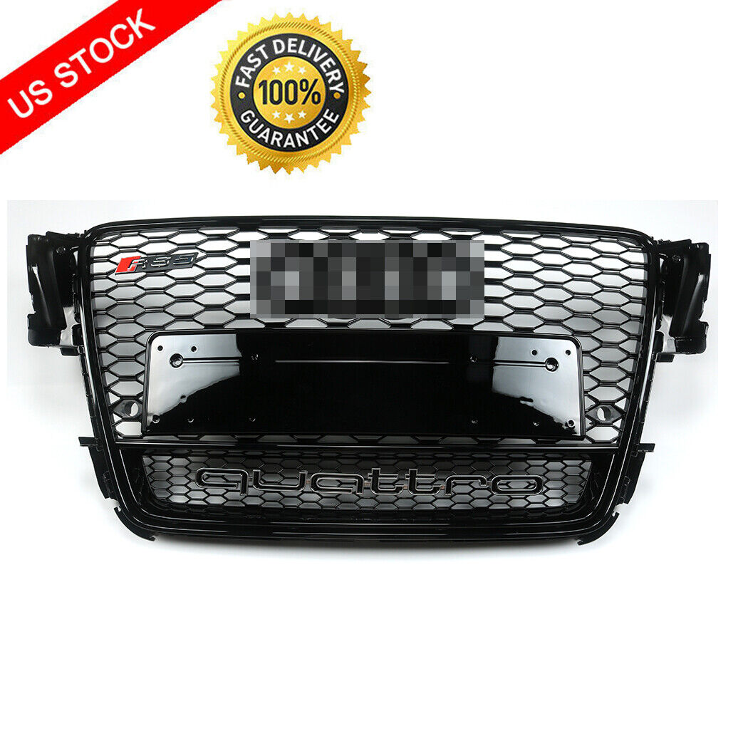 Front Honeycomb Mesh Quattro Grille For Audi A5/S5 B8 8T 2008-12 Black RS5 Style