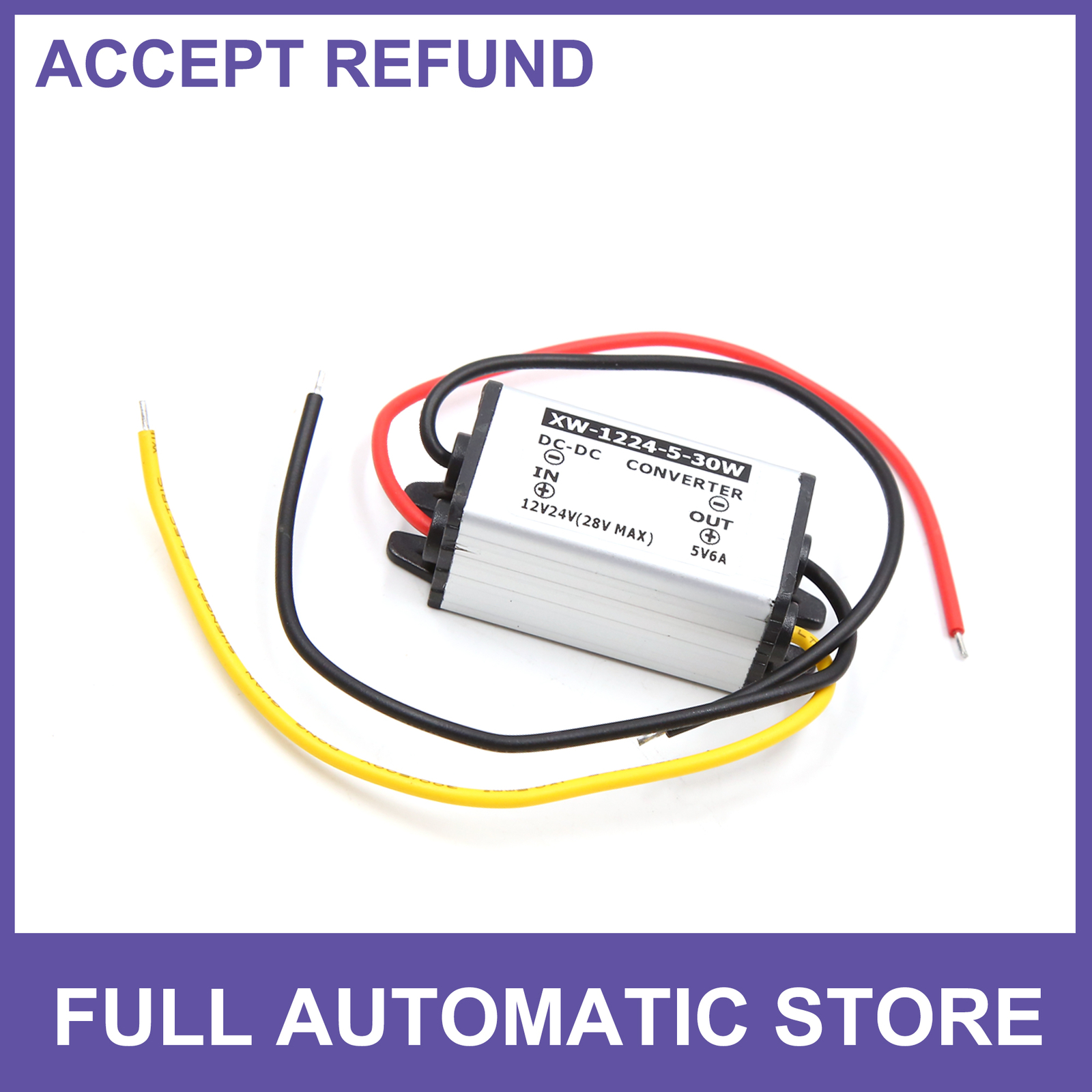 DC 12V 24V to 5V 6A 30W Car Electric Power Supply Transformer Inverter Silver DC 12V 24V to 5V 6A 30W Car Electric Power Supply Transformer Inverter Silver