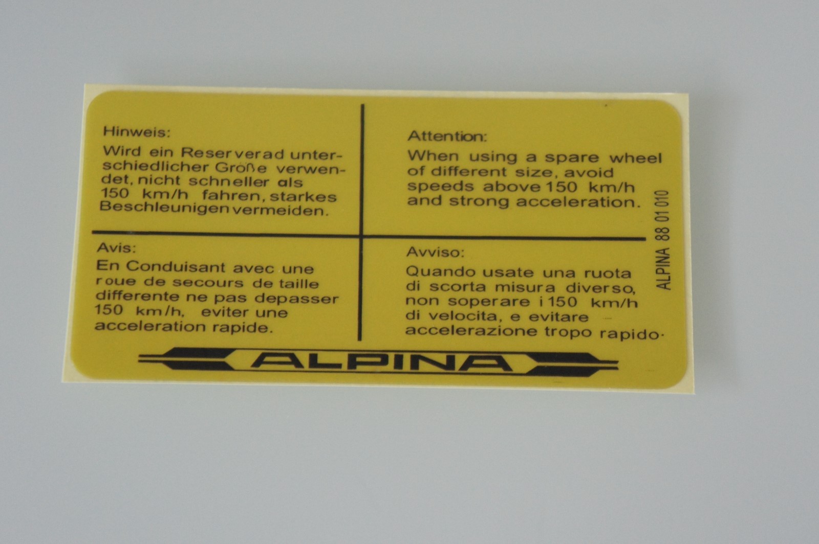   Alpina B6 B7 B9 B7 B8 B11 B3 trunk sticker 