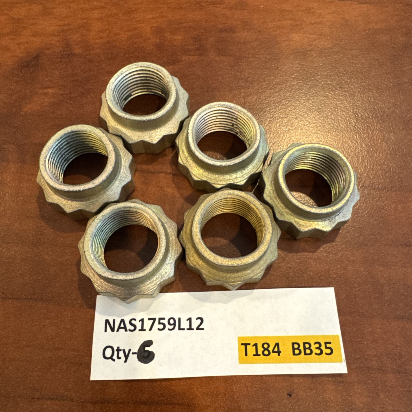 Quantity-6 NAS1759L12 self locking nuts. New. T184 BB35 Quantity-6 NAS1759L12 self locking nuts. New. T184 BB35