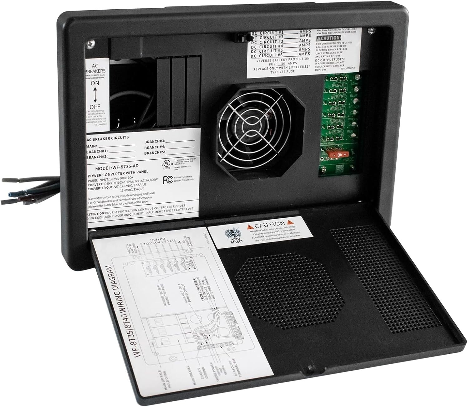 WF-8735-AD 8700-AD Auto-Detect Series Converter/Charger - wf8735-P Black 30 Amp