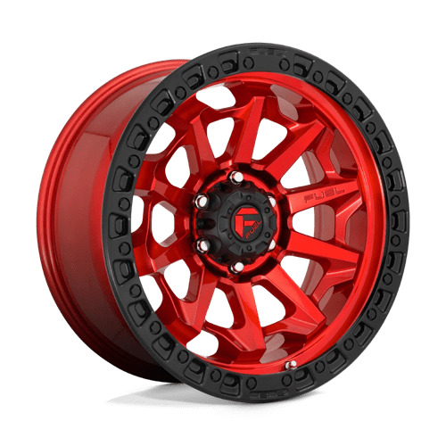 [ 4 ] Fuel Wheels D695 Covert - Candy Red Black Bead Ring 5x5.0 / 18x9\
