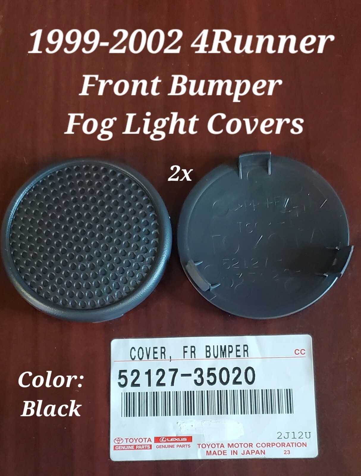 99 2000 01 02 NEW Genuine Toyota 4Runner Front Bumper Fog Light Hole Covers 2x