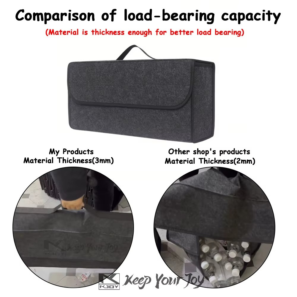 Large Car Trunk Organizer Storage Box with Net Pockets Anti-Slip Compartments