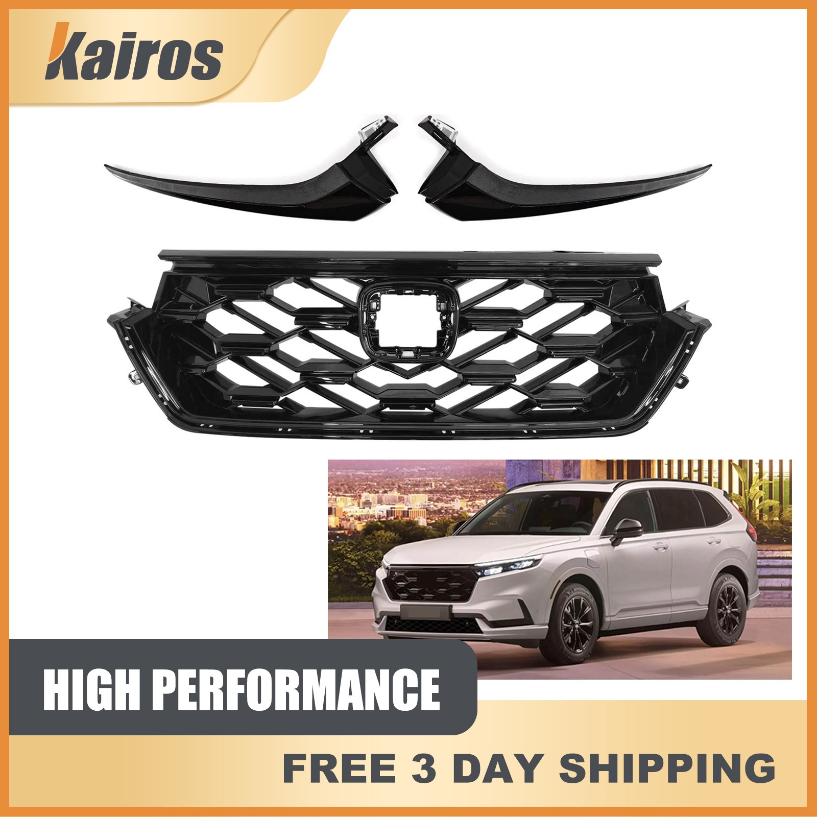 Fits 23-24 Honda CRV Sport Hybrid Front Grille With Decor Headlight Trim Molding