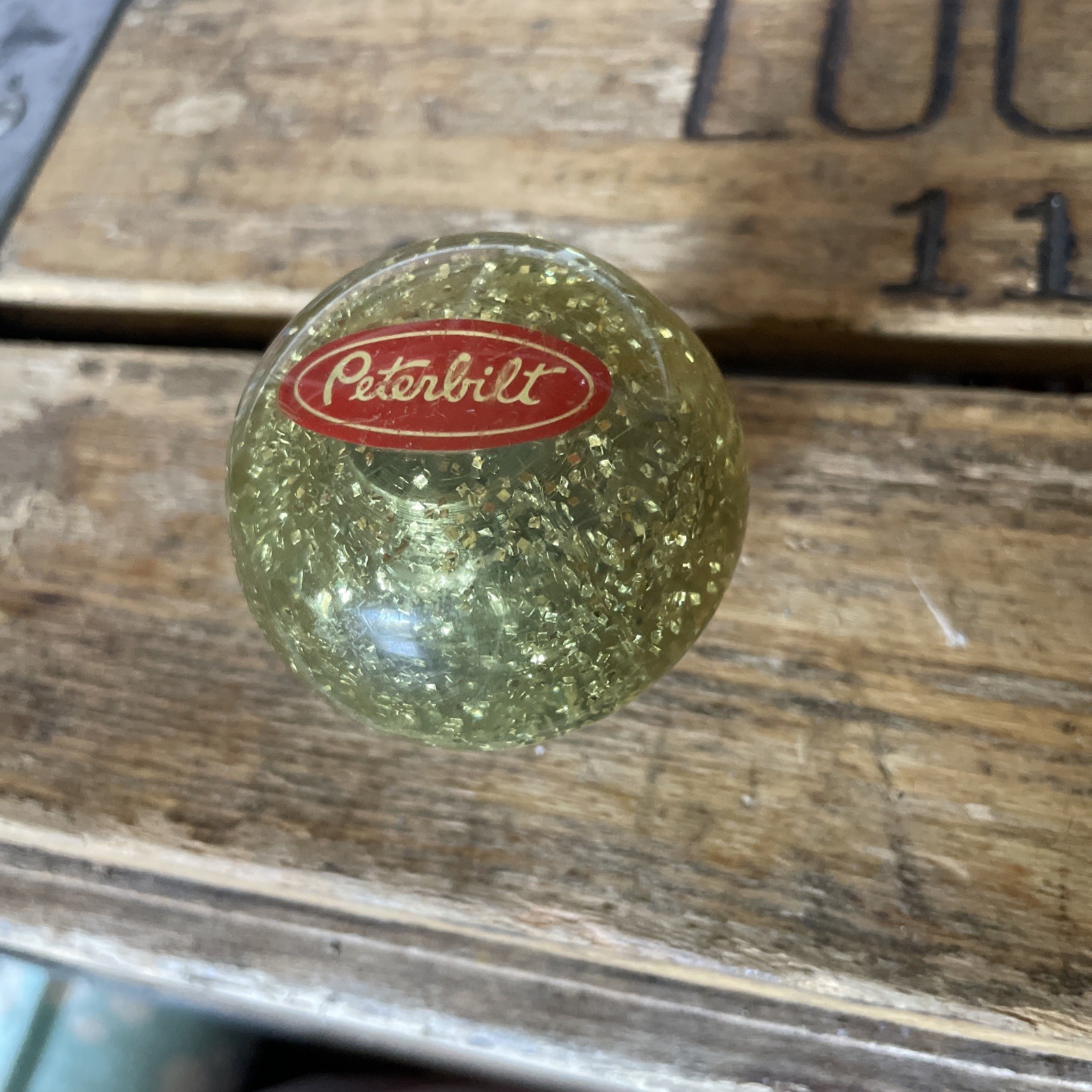 Vintage Original Peterbilt Gold Metalflake Glitter Shift Knob w/Extension NICE