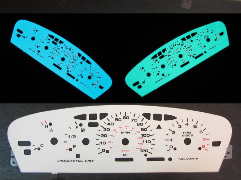 1995-1999 Dodge Neon  White Face Glow Gauges For instrument cluster W/ RPM