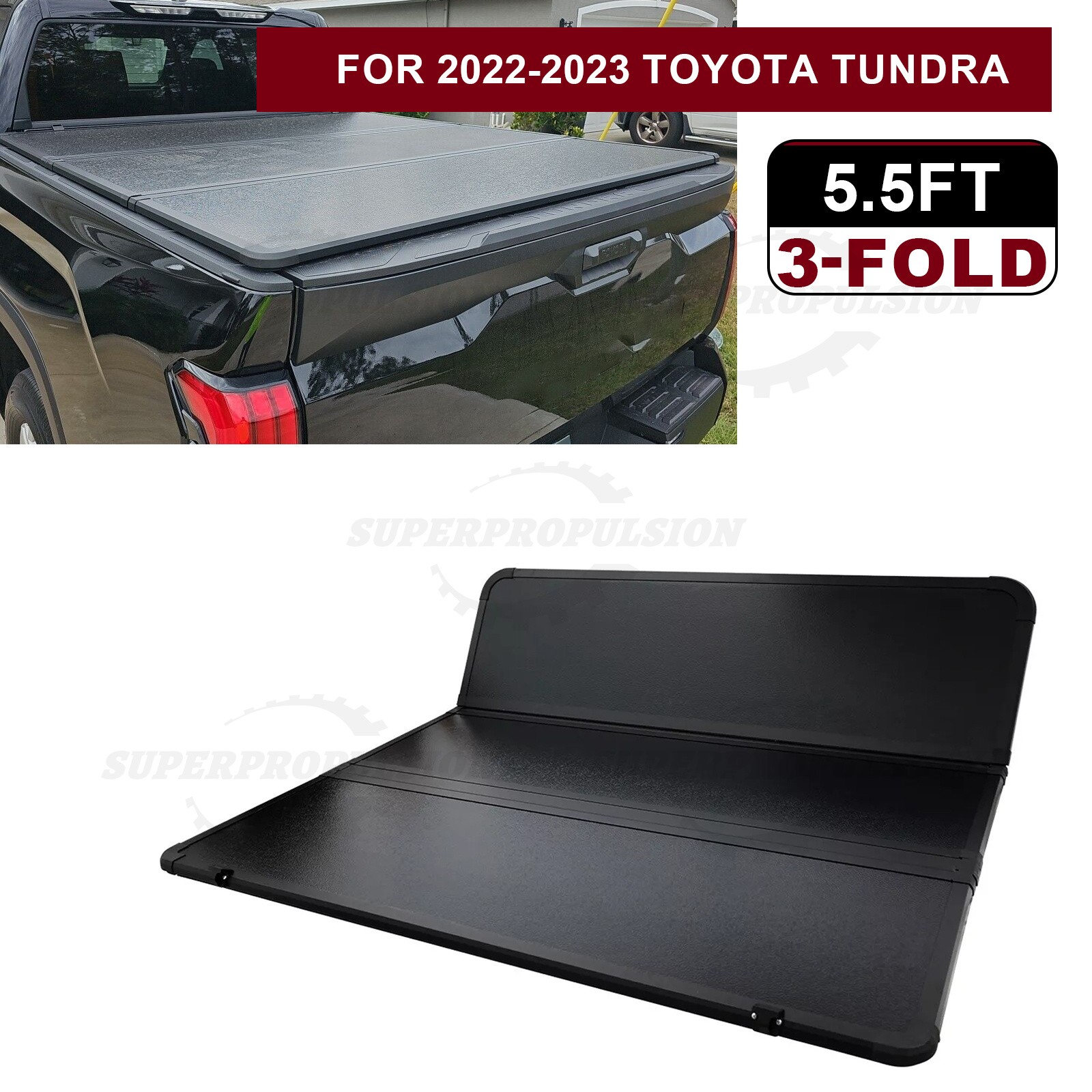 5.5FT Hard Tri-Fold Tonneau Cover Truck Bed For 2022-2024 Toyota Tundra