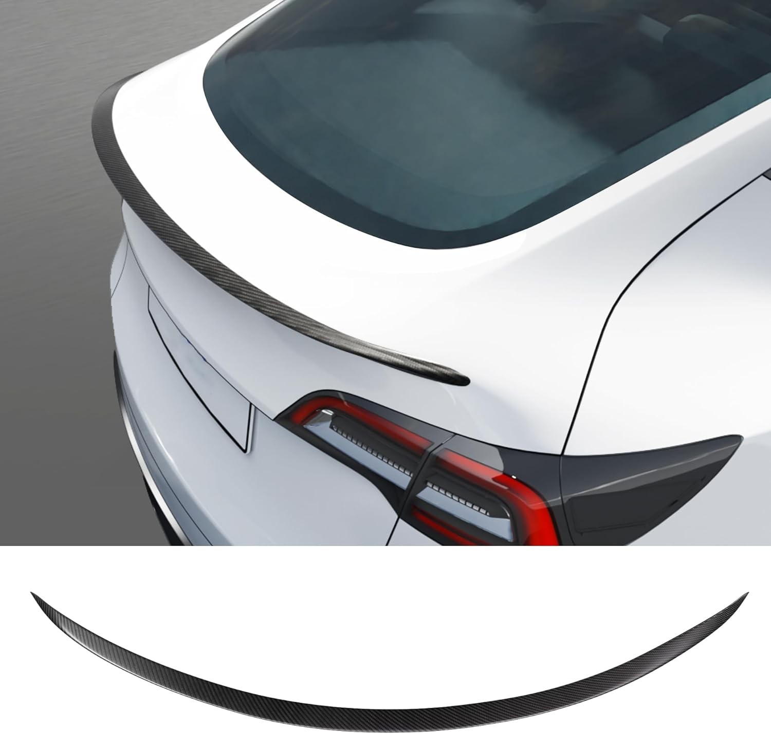 For 2020-2024 Tesla Model Y Real Dry Carbon Fiber Rear Spoiler Wing Kit