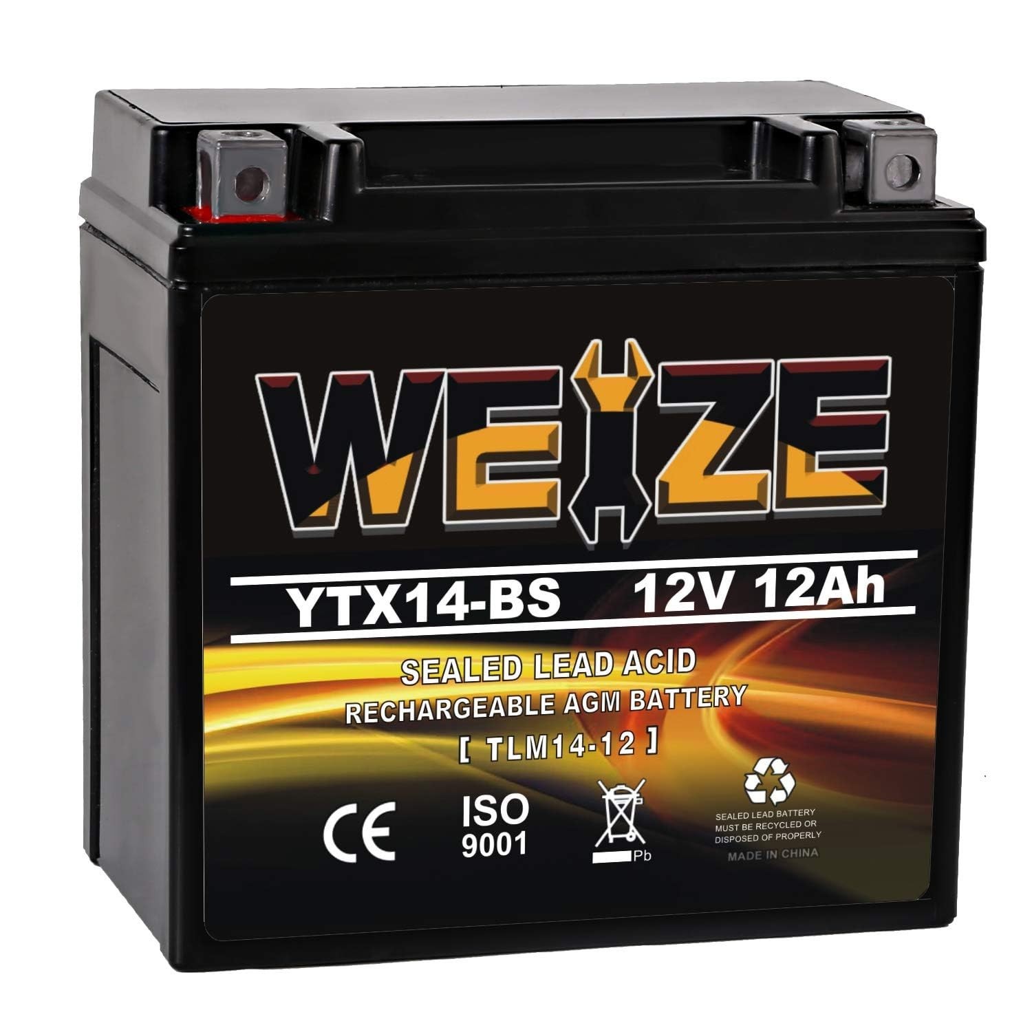 Weize YTX14 BS 12V 12Ah 200CCA ATV Battery Maintenance Free Rechargeable Battery