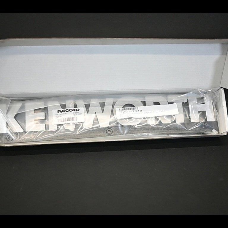 OEM PACCAR Kenworth Hood Grille Nameplate Emblem Brushed Chrome 281-1348 FV6A02 OEM PACCAR Kenworth Hood Grille Nameplate Emblem Brushed Chrome 281-1348 FV6A02