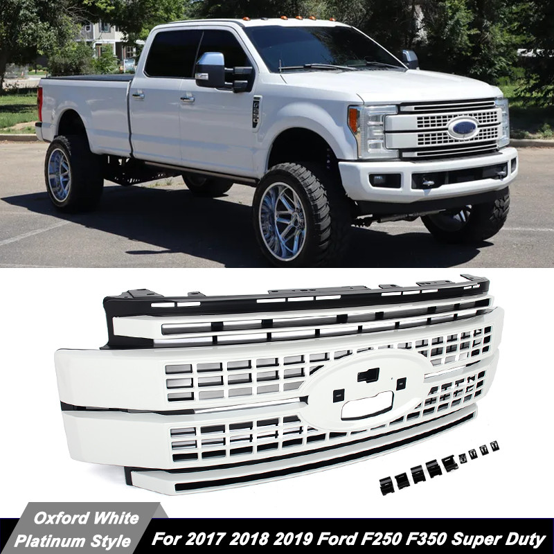 Oxford White Grille For Ford F250 F350 2017-2019 Platinum Lariat King Ranch XLT