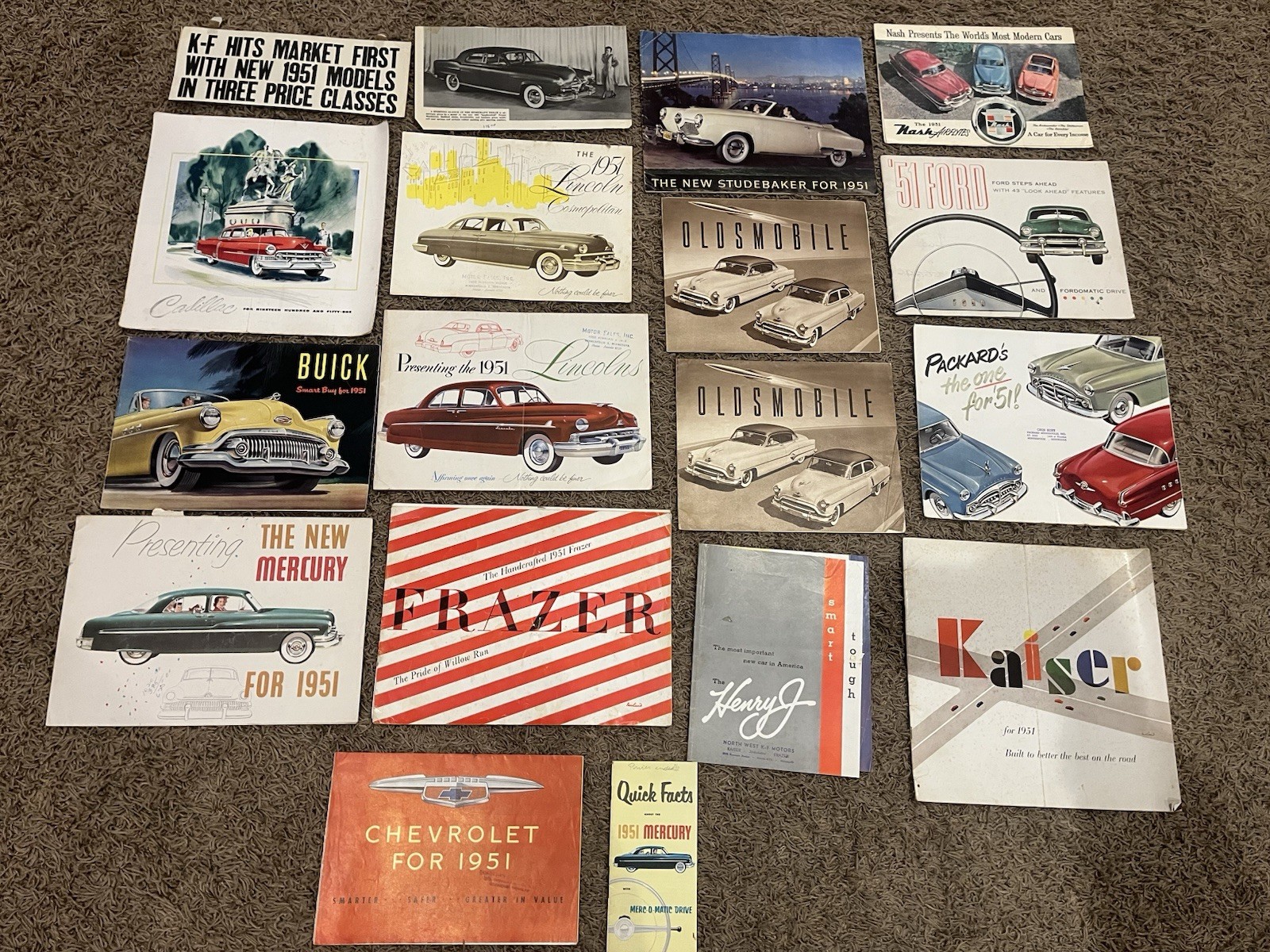 Lot of 16 Vintage 1951 Car Dealership Sales Brochure Kaiser Lincoln Frazer Chevy Lot of 16 Vintage 1951 Car Dealership Sales Brochure Kaiser Lincoln Frazer Chevy