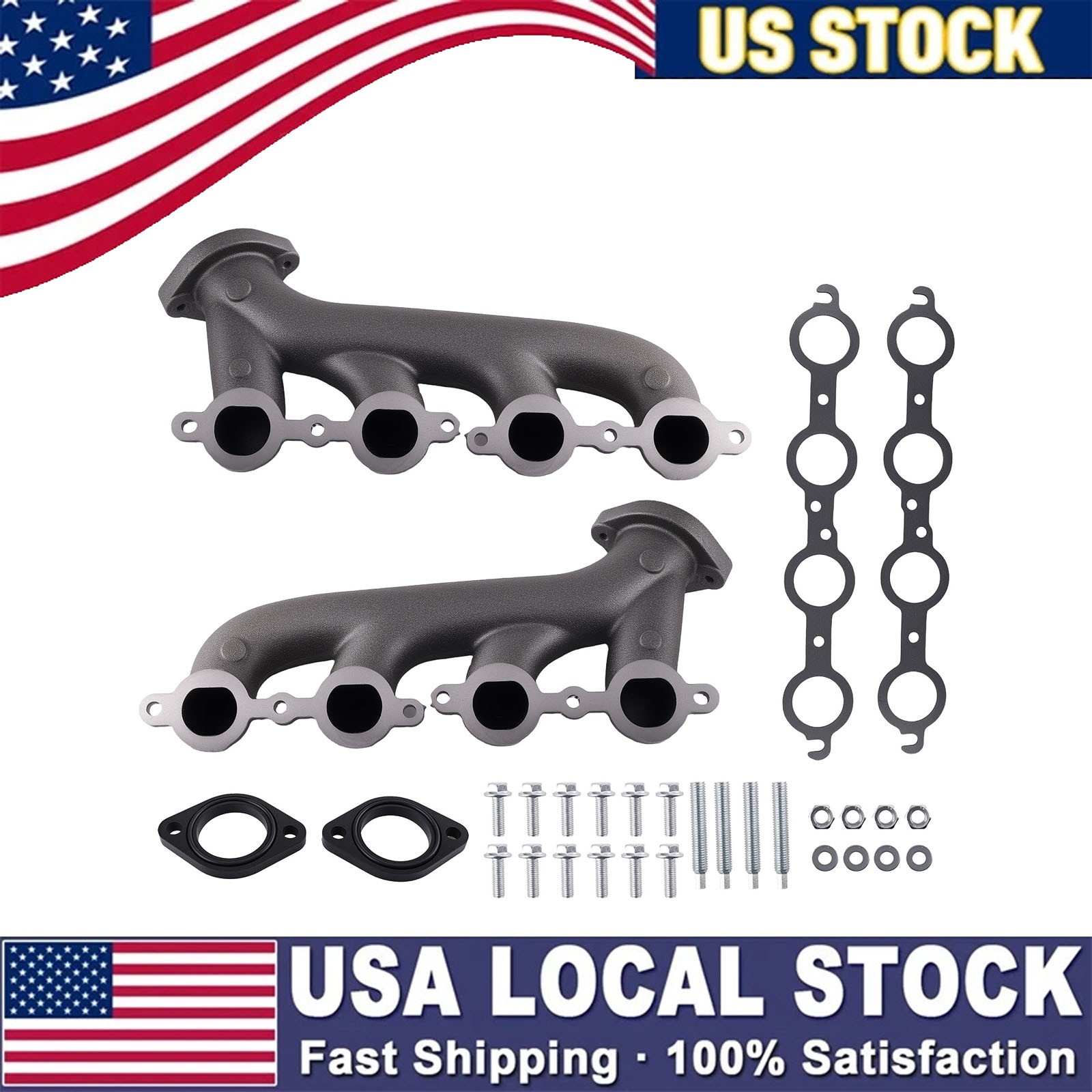 2pcs Turbo Exhaust Manifold For LS1 LS2 LS3 4.8L 5.3L 6.0L V8 9988-R-BLEM