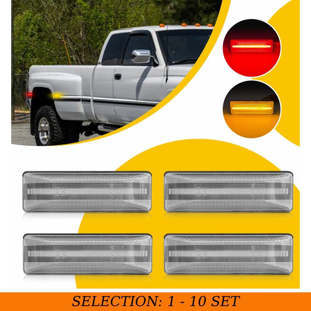 4-40X For 1994-2001 Dodge Ram 3500 Dually Bed Fender Side Light Lamp Clear Lens