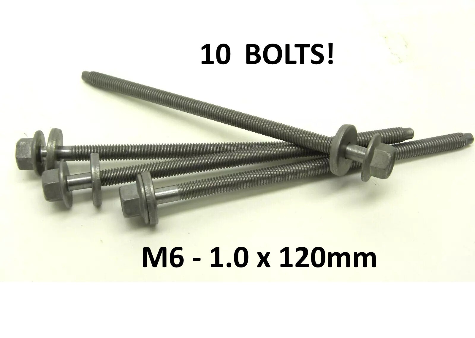 (10 pcs) M6 - 1.0 x 120mm Hex Head Flange Bolt with SEMS 3mm Washer, Class 10.9