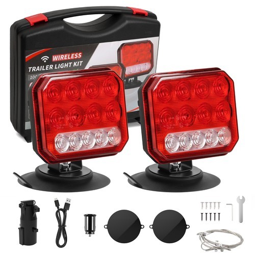 2X Wireless Trailer Lights Magnetic LED Tow Light Turn Signal Brake Reverse Stop 2X Wireless Trailer Lights Magnetic LED Tow Light Turn Signal Brake Reverse Stop