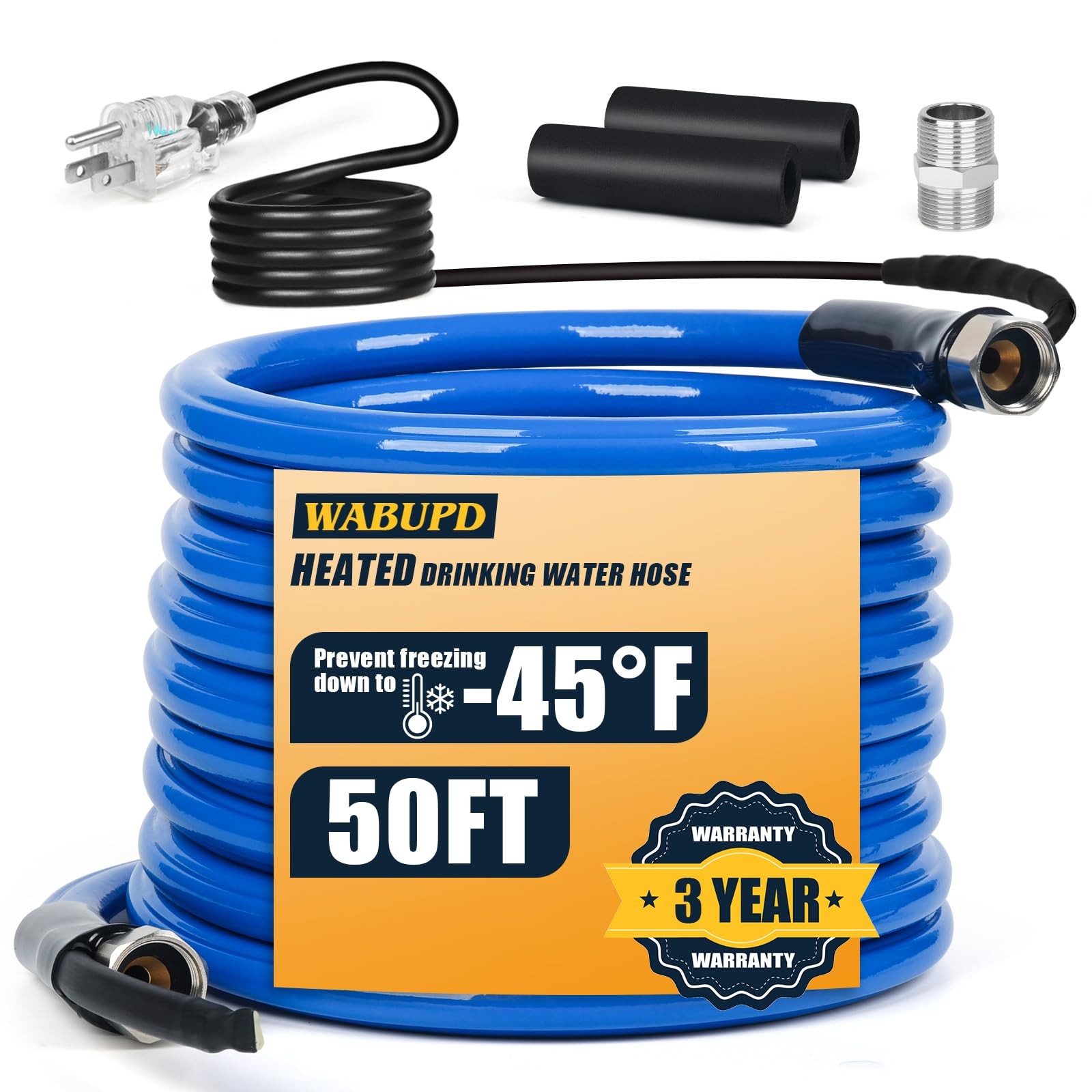 50FT Heated Water Hose for RV,Heated Hose,Anti-freezing Temperature Down to -48° 50FT Heated Water Hose for RV,Heated Hose,Anti-freezing Temperature Down to -48°