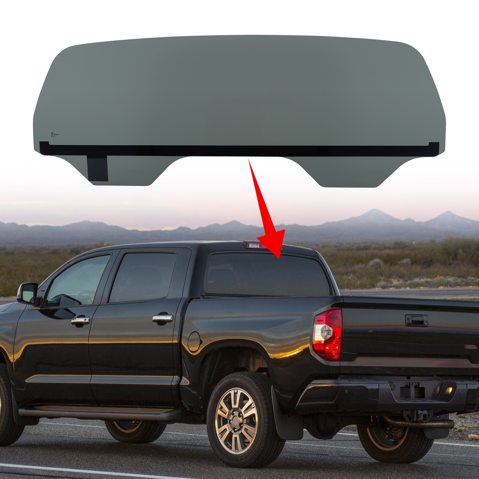 Rear Back Window Glass For 2007-21 Toyota Tundra Crew Cab Heated Power Drop Down
