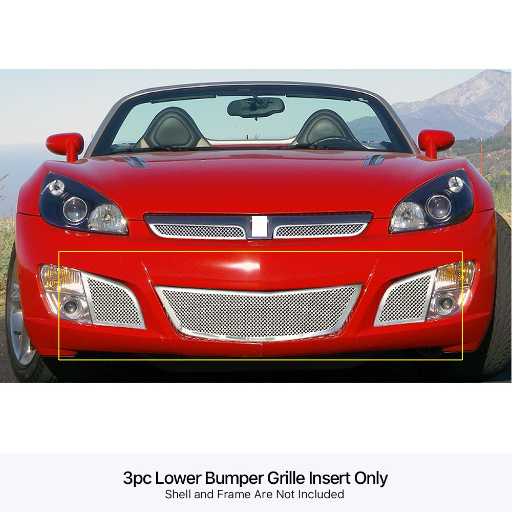 Fits 2007-2009 Saturn Sky Red Line Bumper Stainless Chrome Mesh Grille Insert