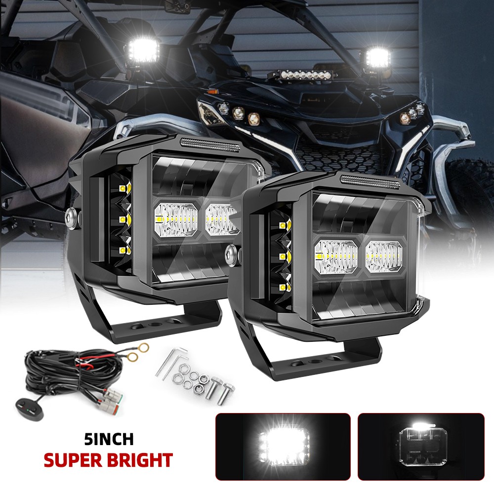 2x 5''Inch LED Side Shooter Work Driving Light Pods w/DRL for Can-am Maverick X3